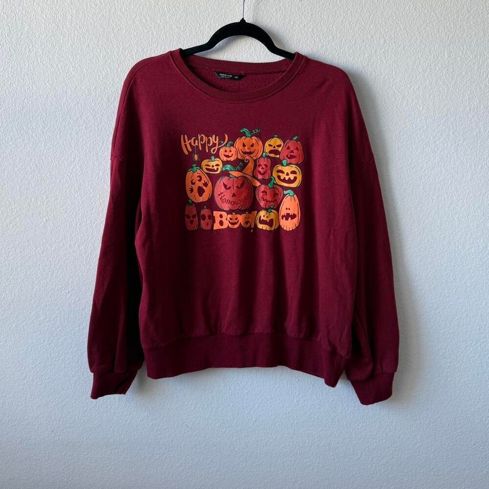 Burgundy and orange halloween crewneck